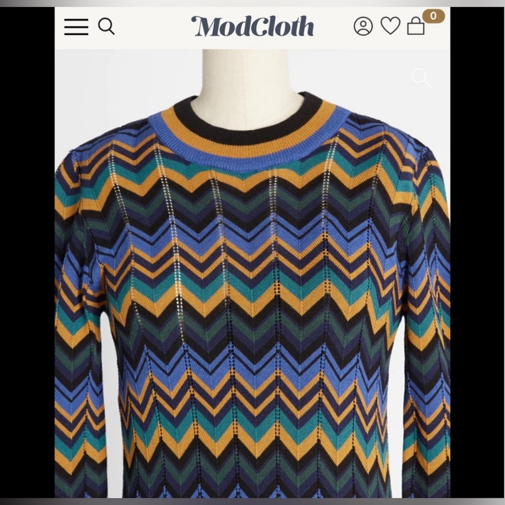 ModCloth Knit Chevron Dress L - Picture 3 of 12